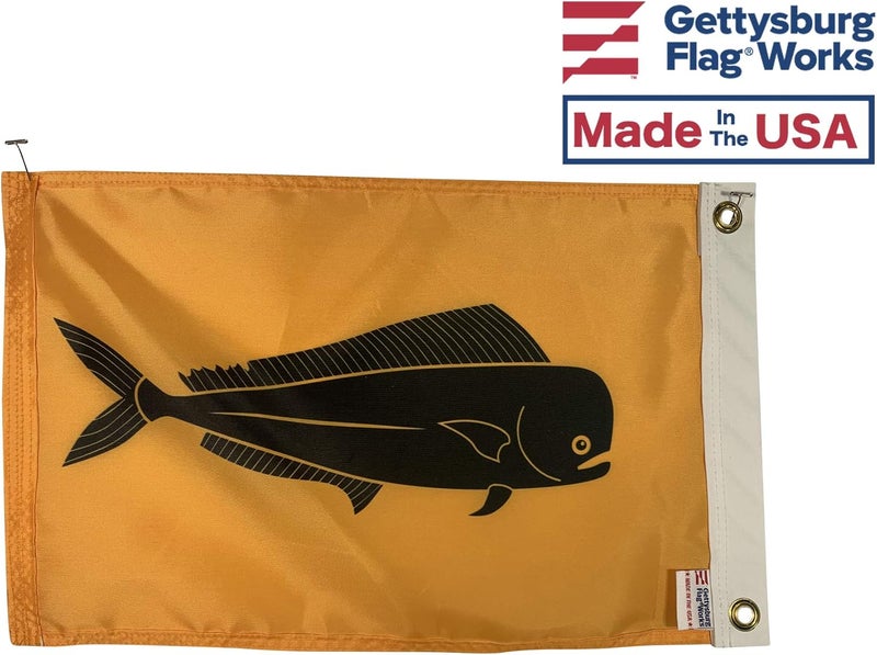 Gettysburg Flag Works 12x18" DolphinFish Mahi Mahi Boat Fishing Flag, All Weather Nylon for Outdoor, Made In USA - Image 3
